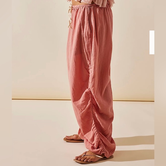 Free People Adley Pants Women's Casual Ruched Leg Boho Gauze Pant 36863 Size XL - Picture 2 of 9